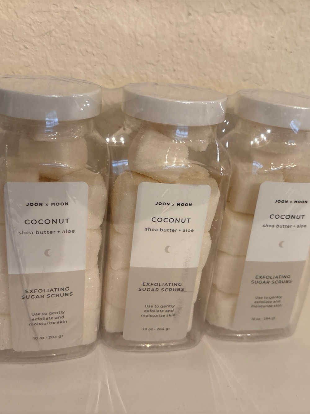3 Pack - Joon X Moon Sugar Cube Scrubs 10 Oz New  - Coconut Shea Butter + Aloe
